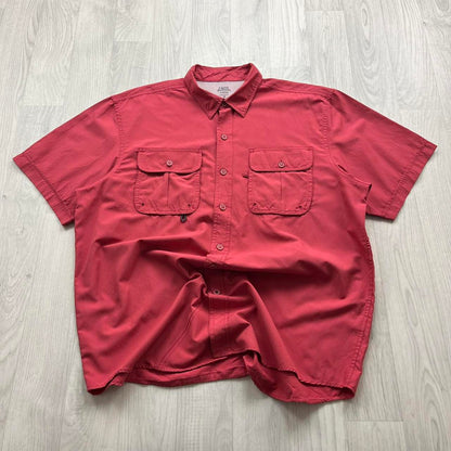 VINTAGE Y2K IZOD UTILITY SHORT SLEEVE SHIRT RED