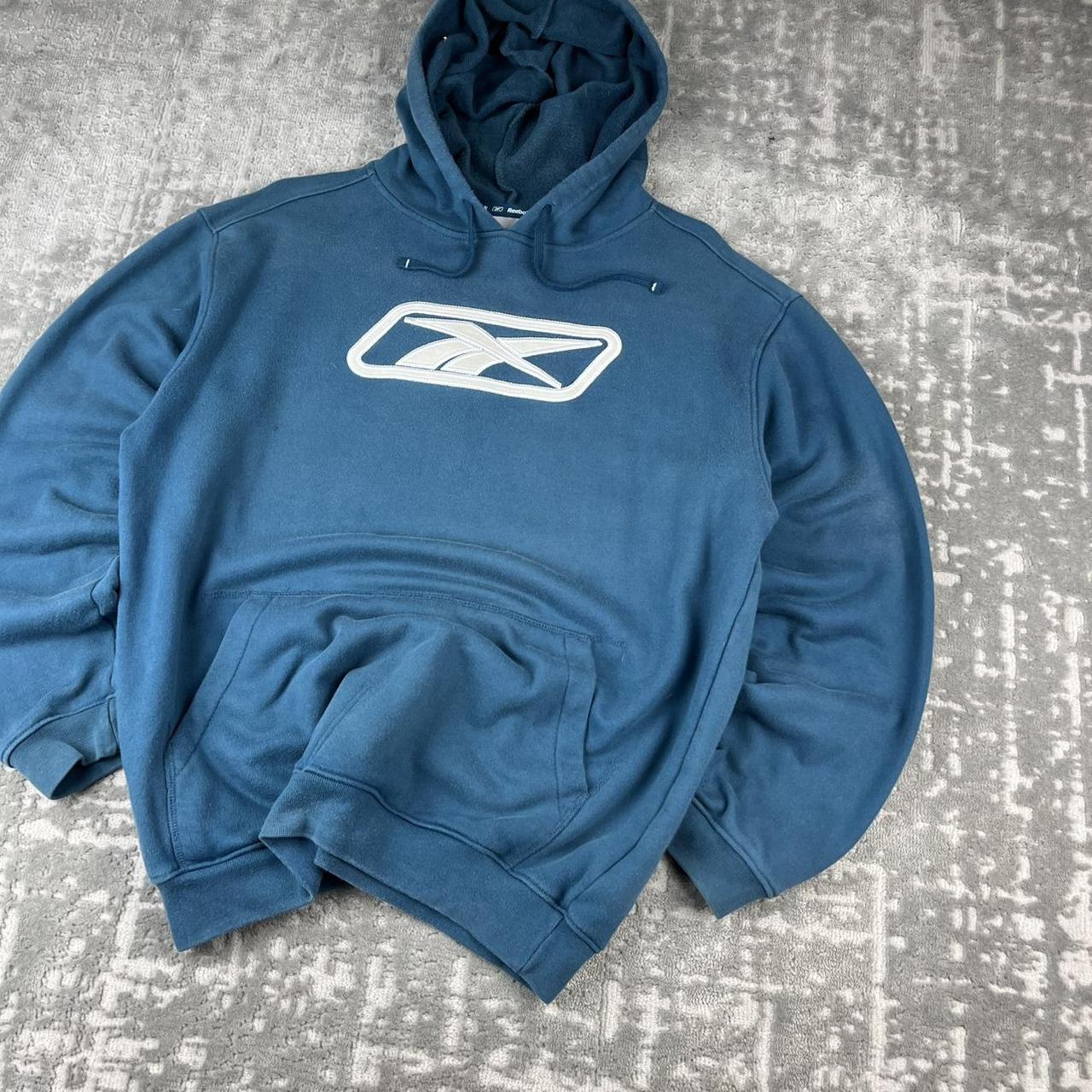 VINTAGE Y2K REEBOK CENTRE LOGO HOODIE BLUE TEAL