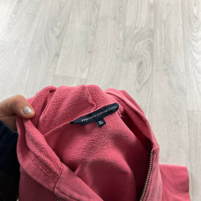 VINTAGE Y2K FCUK SPELL OUT ZIP UP HOODIE PINK