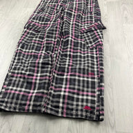 VINTAGE Y2K TRESPASS BAGGY PLAID SKI PANTS SALOPETTES GREY / PINK