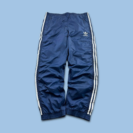 VINTAGE 90s ADIDAS BAGGY TRACKSUIT BOTTOMS NAVY BLUE