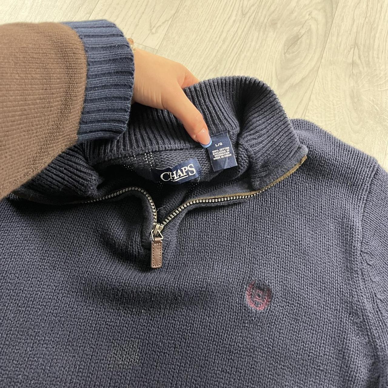 VINTAGE Y2K CHAPS CHUNKY QUARTER ZIP KNITTED JUMPER NAVY