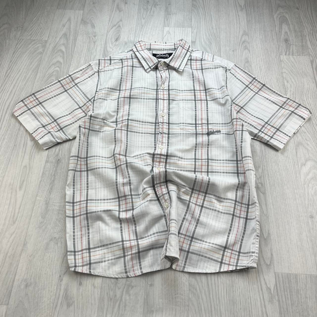 VINTAGE 00s BILLABONG GINGHAM CHECKERED SHORT SLEEVE BUTTON UP SHIRT WHITE