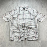 VINTAGE 00s BILLABONG GINGHAM CHECKERED SHORT SLEEVE BUTTON UP SHIRT WHITE