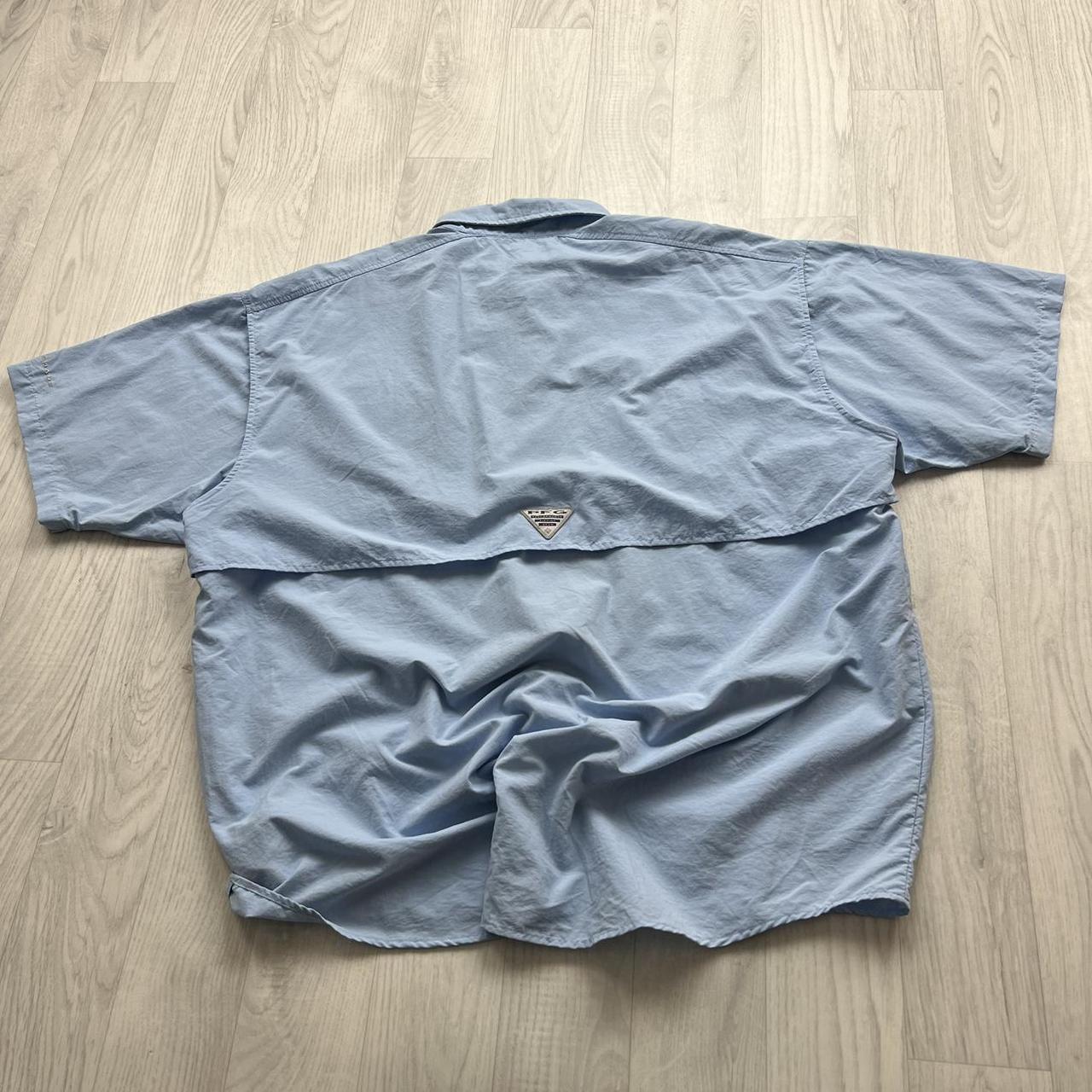 VINTAGE Y2K COLUMBIA SHORT SLEEVE UTILITY SHIRT LIGHT BLUE