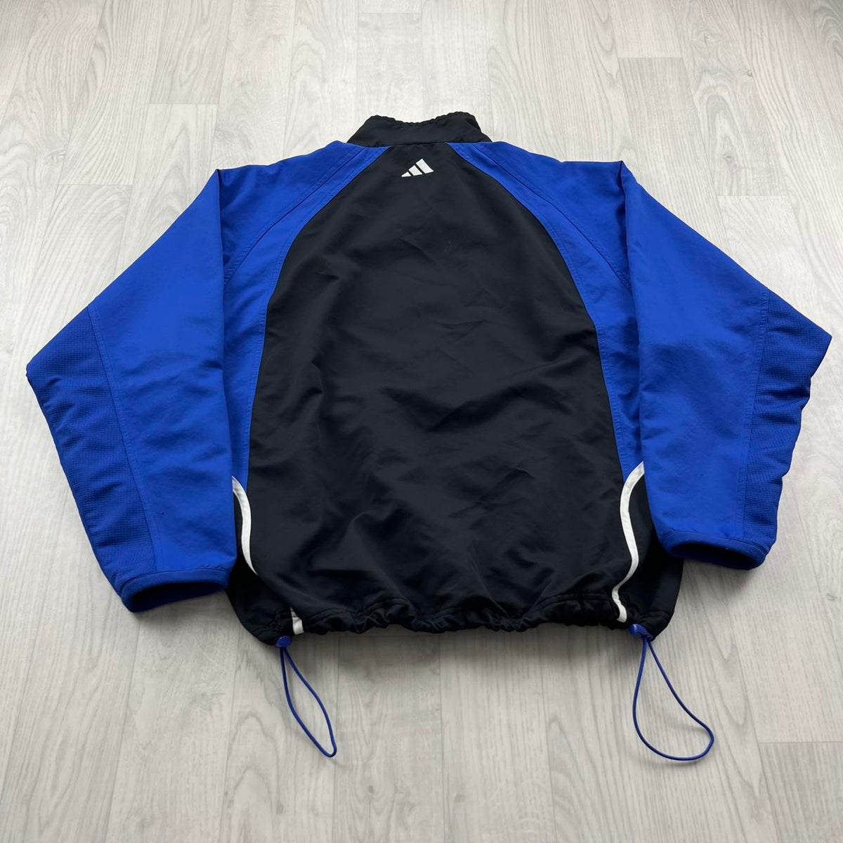 VINTAGE 90s ADIDAS WINDBREAKER TRACK JACKET BLACK / BLUE