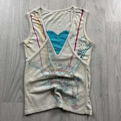 VINTAGE Y2K GRAPHIC VEST TOP WHITE