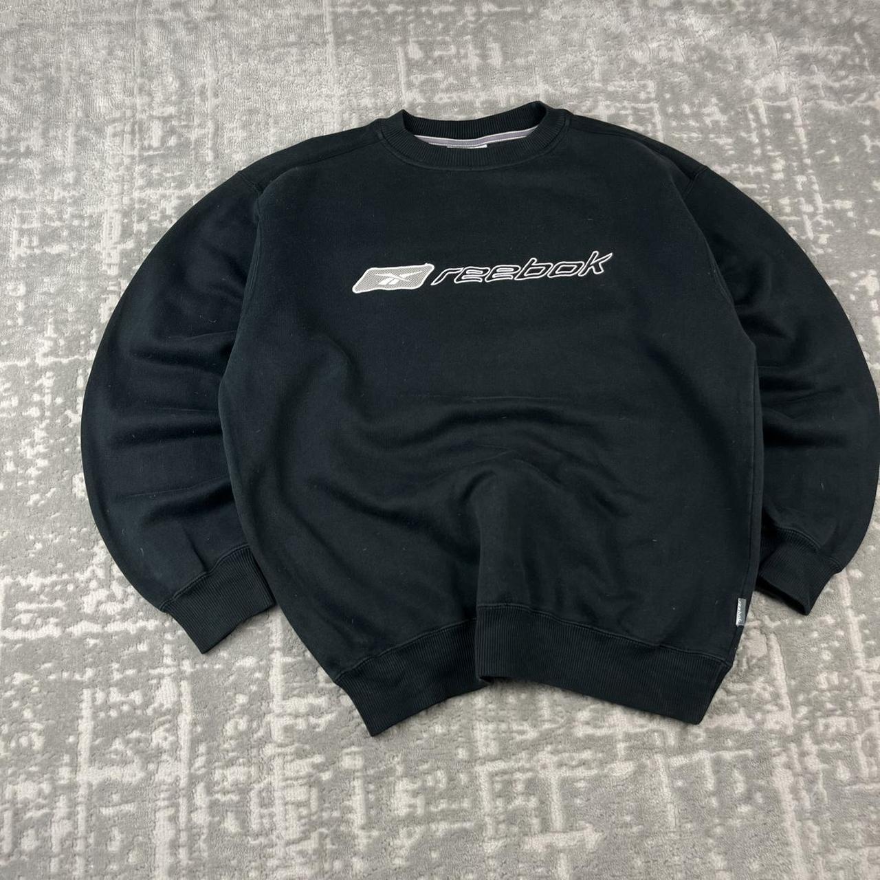 VINTAGE Y2K REEBOK SPELL OUT BOXY SWEATSHIRT BLACK