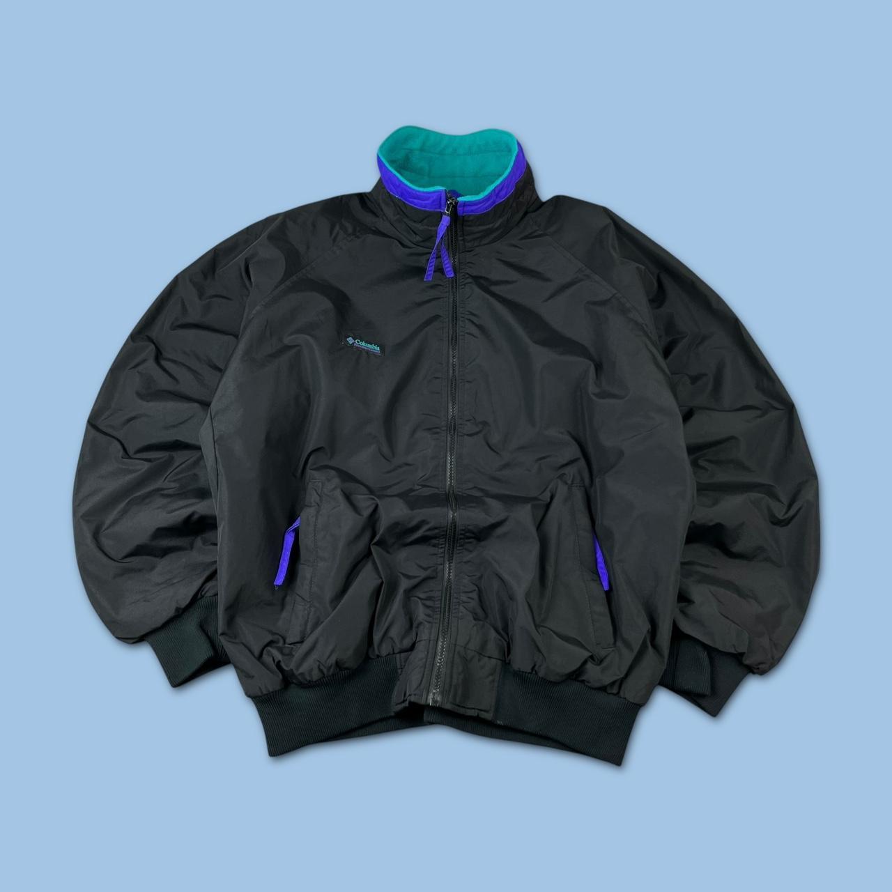 VINTAGE 00s COLUMBIA FLEECE LINED BOMBER JACKET BLACK