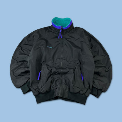 VINTAGE 00s COLUMBIA FLEECE LINED BOMBER JACKET BLACK