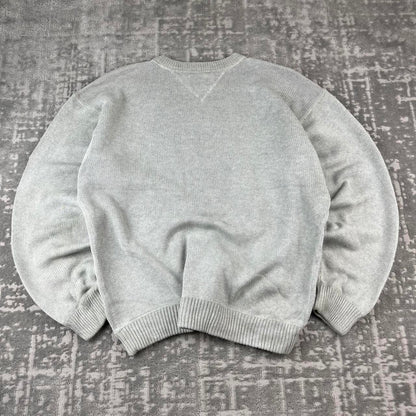 VINTAGE Y2K TOMMY HILFIGER CHUNKY ESSENTIAL KNITTED JUMPER GREY