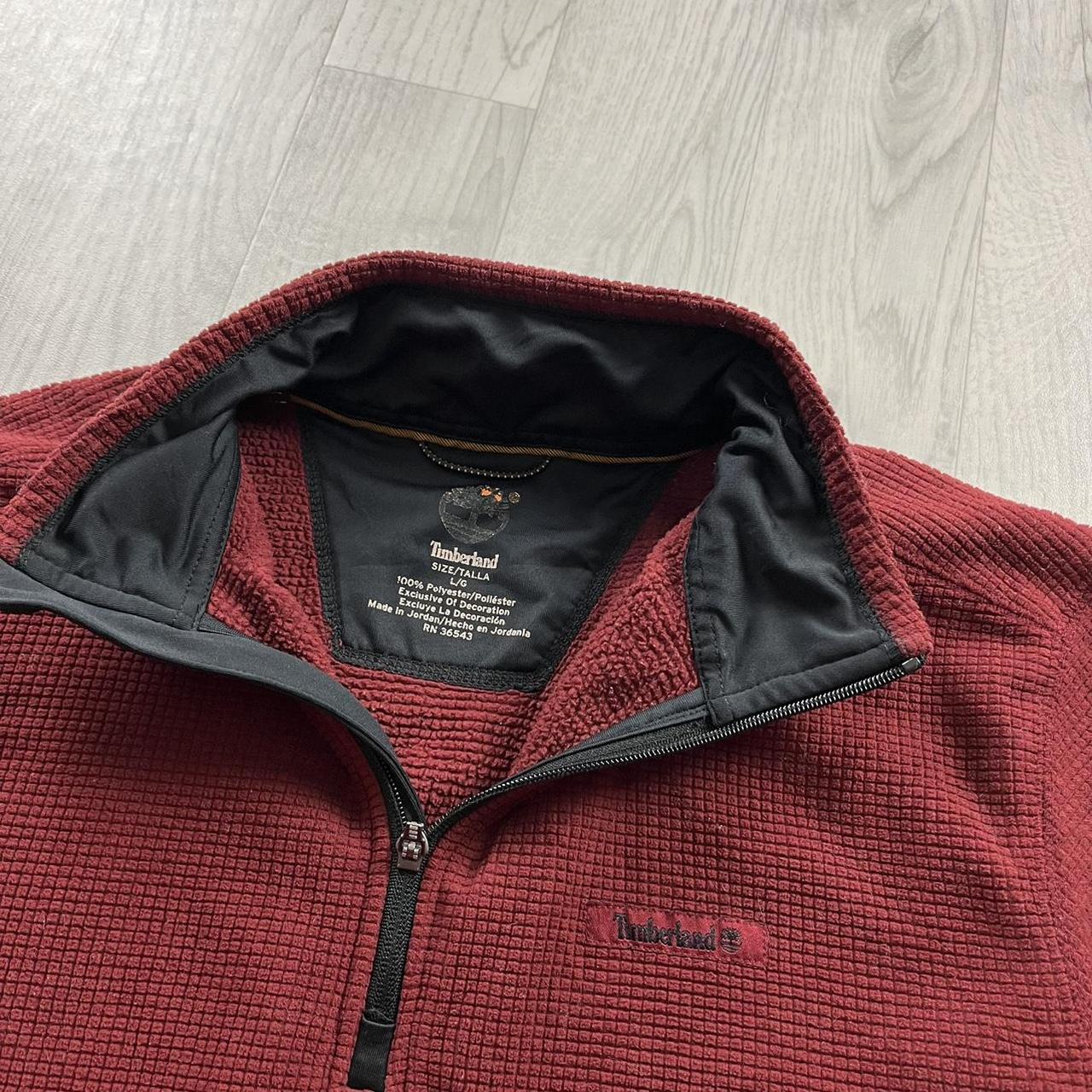 VINTAGE Y2K TIMBERLAND QUARTER ZIP WAFFLE KNIT SWEATSHIRT BURGUNDY
