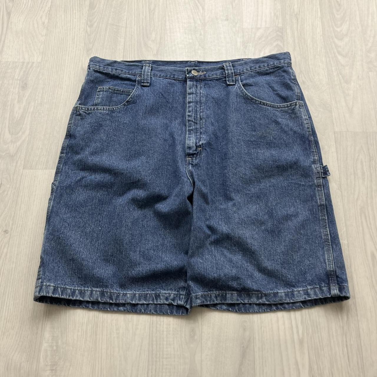 VINTAGE 00s WRANGLER BAGGY LOOSE CARPENTER JORTS BLUE