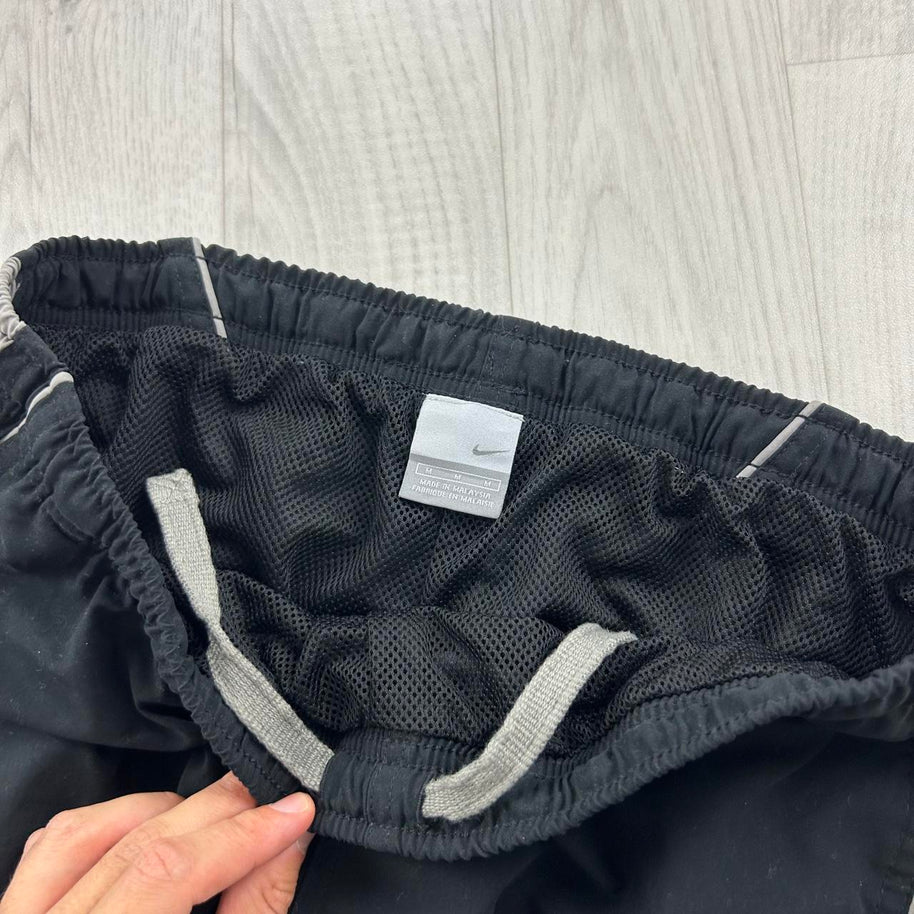 VINTAGE Y2K NIKE BAGGY SIDE STRIPE TRACKSUIT BOTTOMS BLACK