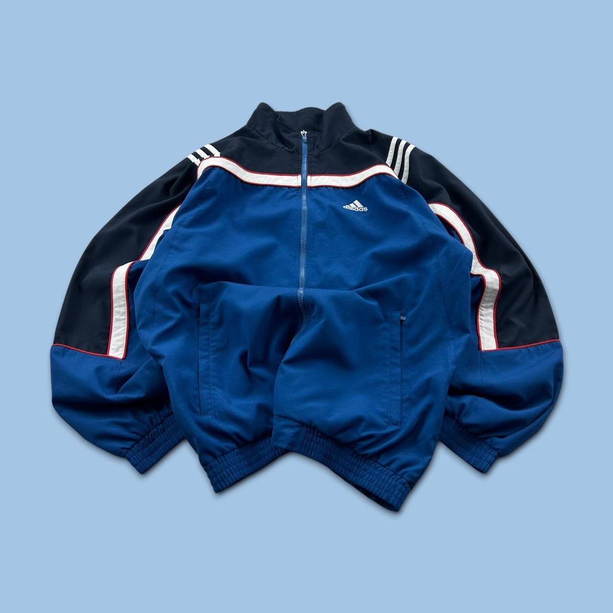 VINTAGE Y2K ADIDAS ZIP UP LIGHTWEIGHT TRACK JACKET BLUE / NAVY
