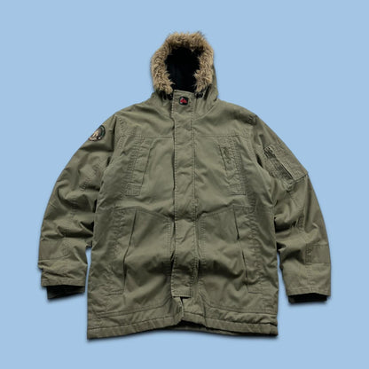 VINTAGE Y2K QUIKSILVER SKI HOODED PARKER JACKET KHAKI