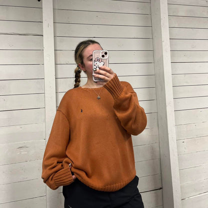 VINTAGE Y2K POLO RALPH LAUREN CHUNKY KNITTED JUMPER ORANGE