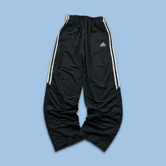 VINTAGE Y2K ADIDAS POPPER BAGGY TRACKSUIT BOTTOMS BLACK