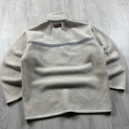 VINTAGE Y2K TEDDY SMITH QUARTER ZIP FLEECE SWEATSHIRT CREAM