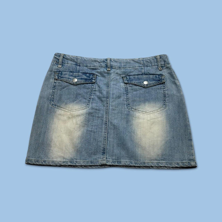 VINTAGE Y2K LOW RISE DENIM MIDI SKIRT BLUE