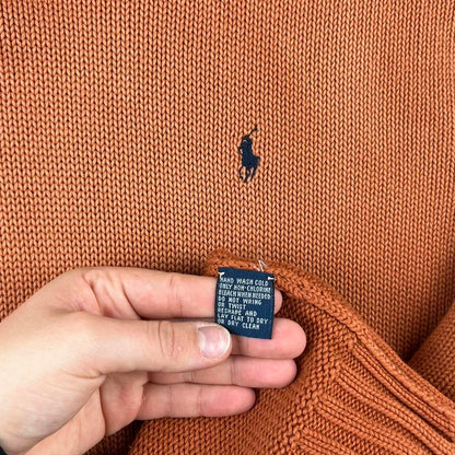VINTAGE Y2K RALPH LAUREN CHUNKY ESSENTIAL KNITTED JUMPER ORANGE