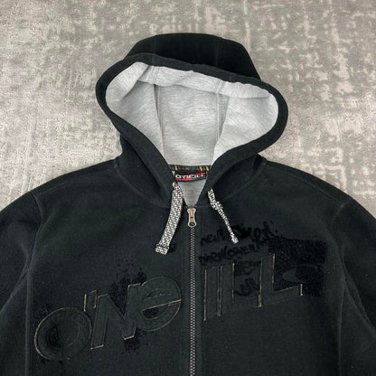 VINTAGE Y2K O’NEILL HEAVY FLEECE ZIP UP HOODIE BLACK