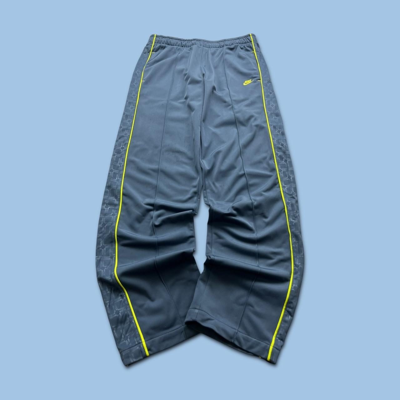 VINTAGE Y2K NIKE BAGGY TRACKSUIT BOTTOMS GREY/BLUE