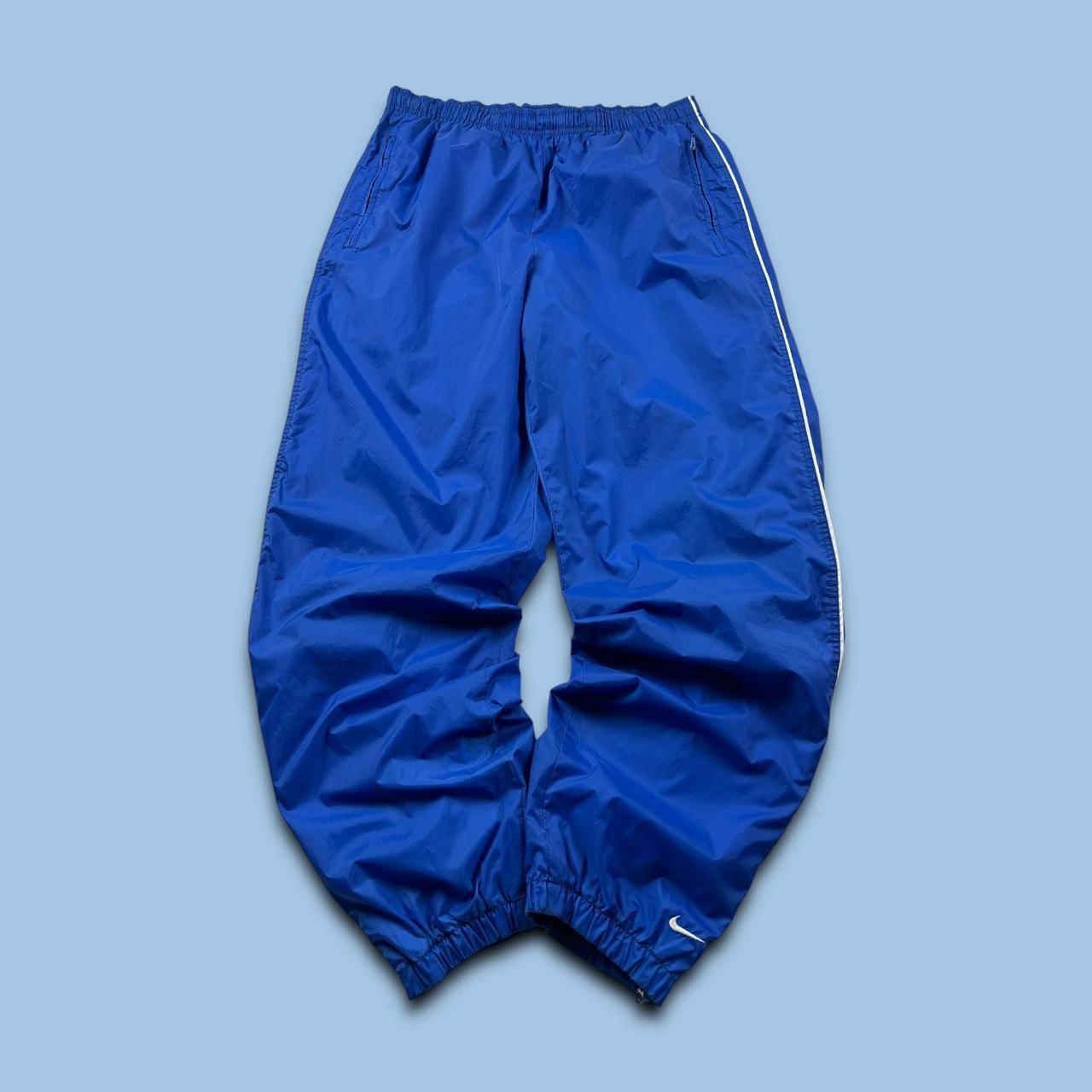 VINTAGE Y2K NIKE TEAM BAGGY TRACKSUIT BOTTOMS BLUE