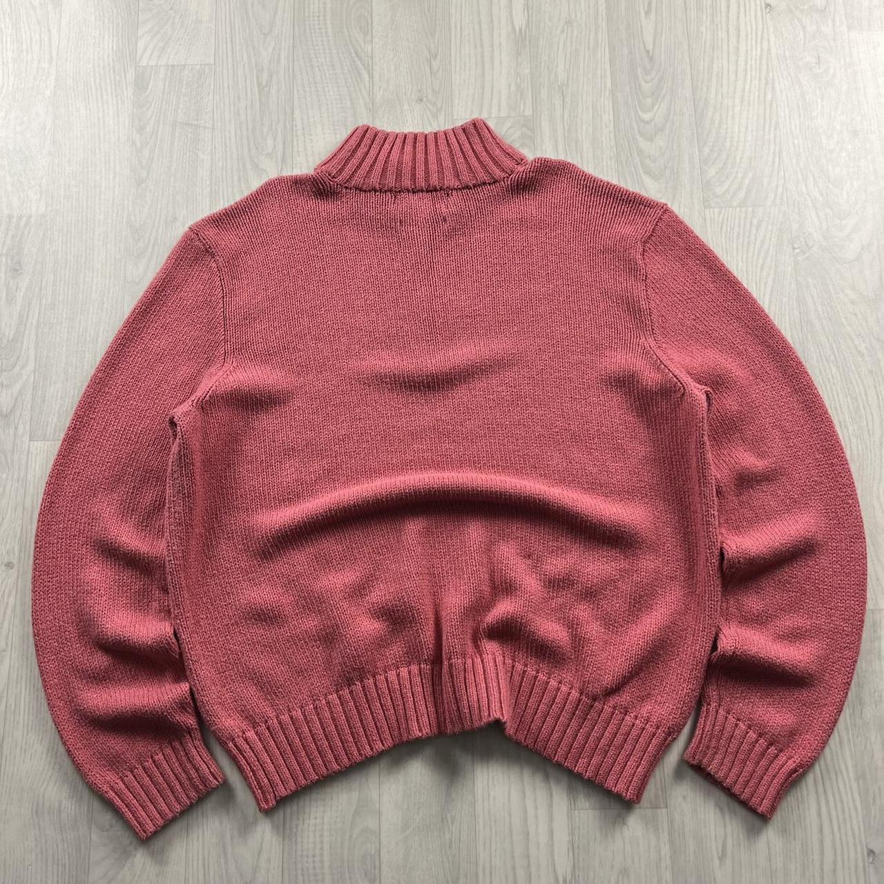 VINTAGE Y2K POLO RALPH LAUREN CHUNKY QUARTER ZIP KNITTED JUMPER PINK