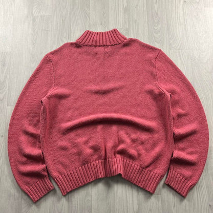 VINTAGE Y2K POLO RALPH LAUREN CHUNKY QUARTER ZIP KNITTED JUMPER PINK