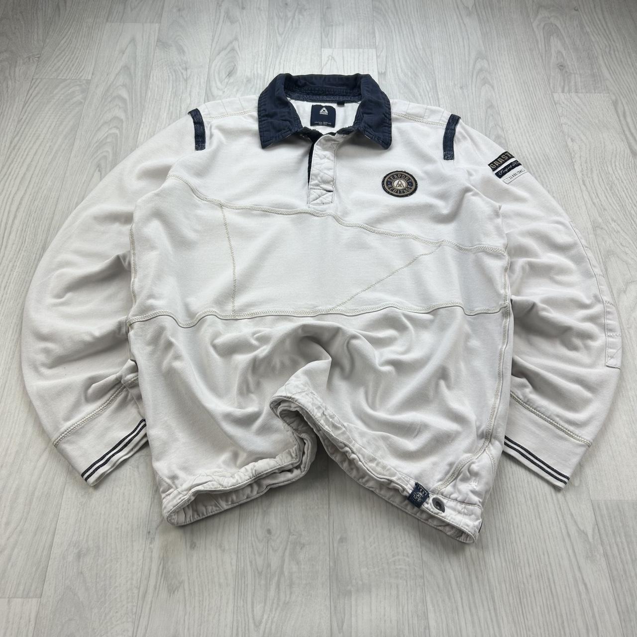 VINTAGE Y2K LONG SLEEVE RUGBY POLO SHIRT WHITE