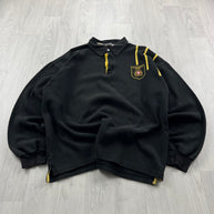 VINTAGE Y2K HEAVYWEIGHT LONG SLEEVE RUGBY POLO SHIRT BLACK