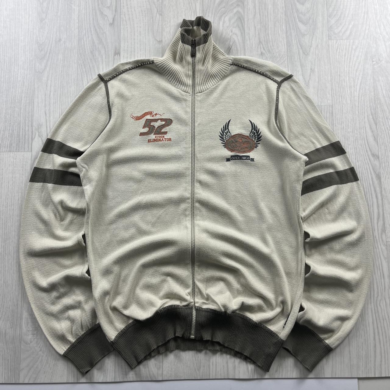 VINTAGE Y2K QUIKSILVER THIN ZIP KNITTED JUMPER BEIGE