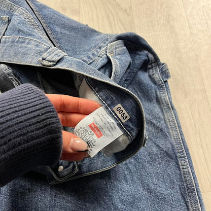VINTAGE 00s WRANGLER BAGGY LOOSE CARPENTER JORTS BLUE