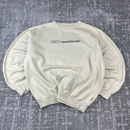VINTAGE Y2K REEBOK SPELL OUT BOXY SWEATSHIRT CREAM