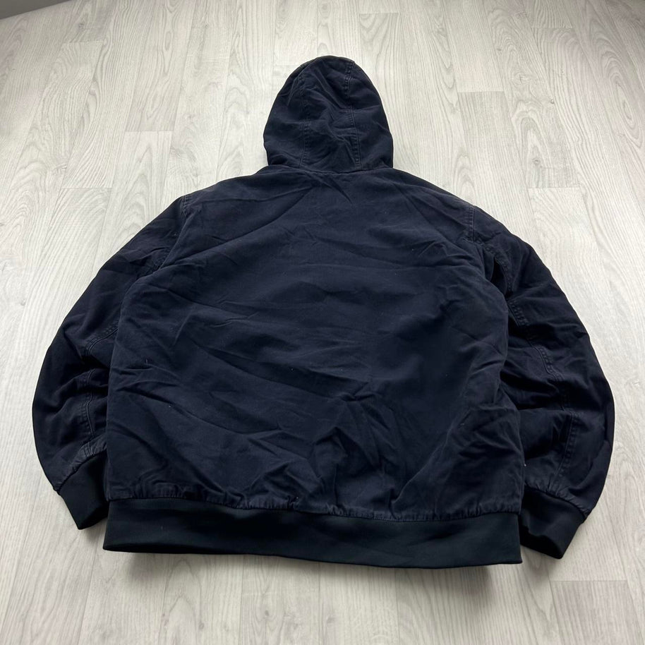 VINTAGE 00s JACK & JONES HOODED WORKWEAR BOMBER JACKET NAVY
