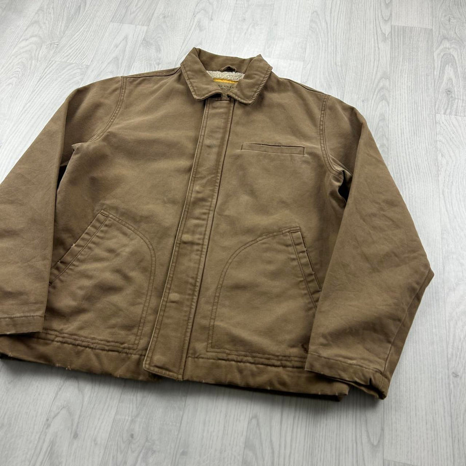 VINTAGE Y2K AMERICAN EAGLE DETROIT WORKWEAR BOMBER JACKET BROWN