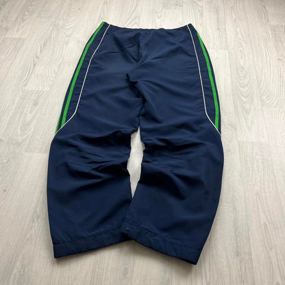 VINTAGE Y2K ADIDAS SIDE STRIPE BAGGY TRACKSUIT BOTTOMS NAVY GREEN