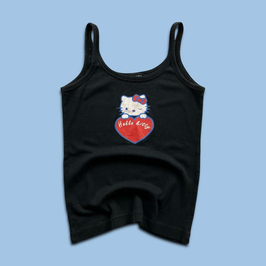 VINTAGE Y2K HELLO KITTY GRAPHIC VEST TOP BLACK