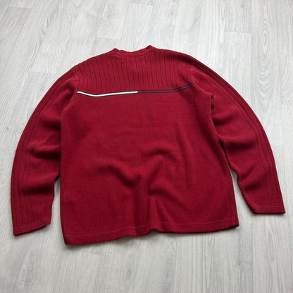 VINTAGE Y2K TOMMY HILFIGER RIBBED KNITTED JUMPER RED