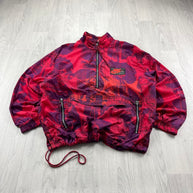 VINTAGE RARE 90s NIKE QUARTER ZIP GRAPHIC WINDBREAKER JACKET RED / PURPLE