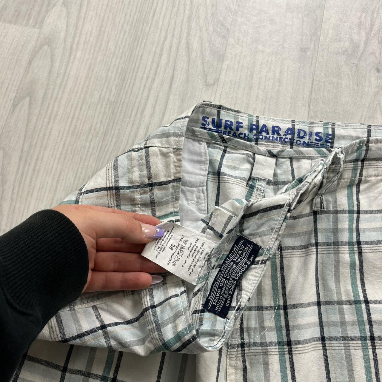 VINTAGE Y2K BAGGY CHECKERED PLAID SHORTS WHITE