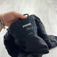 VINTAGE Y2K RSQ HOODED WORKWEAR BOMBER JACKET FADED BLACK