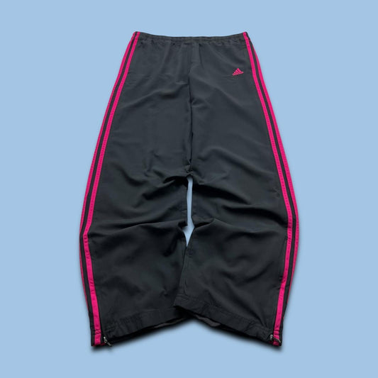 VINTAGE Y2K ADIDAS SIDE STRIPE BAGGY TRACKSUIT BOTTOMS BLACK PINK (M Ws)