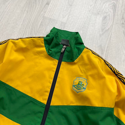 VINTAGE Y2K UMBRO BRAZIL WINDBREAKER TRACKSUIT JACKET YELLOW / GREEN