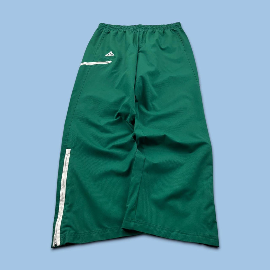 VINTAGE Y2K ADIDAS SIDE STRIPE BAGGY TRACKSUIT BOTTOMS GREEN