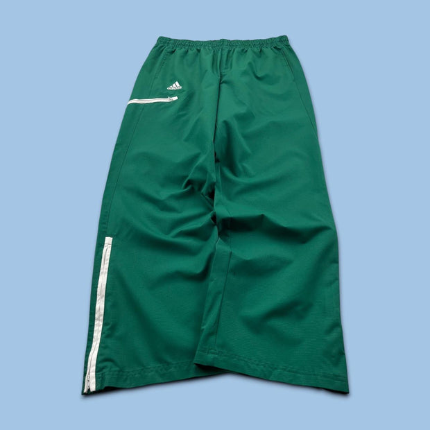 VINTAGE Y2K ADIDAS SIDE STRIPE BAGGY TRACKSUIT BOTTOMS GREEN