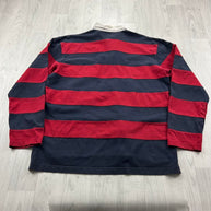 VINTAGE Y2K TOMMY HILFIGER STRIPED LONG SLEEVE RUGBY POLO SHIRT RED NAVY