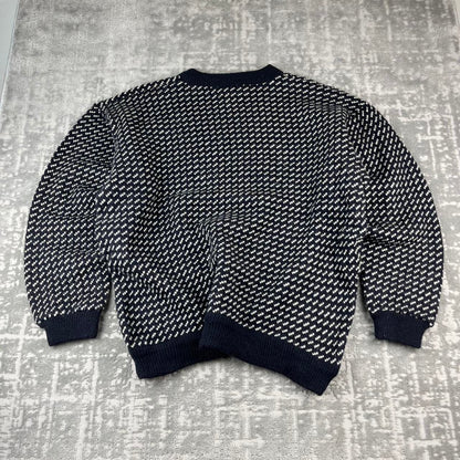 VINTAGE Y2K L L BEAN CHUNKY PATTERN ESSENTIAL KNITTED WOOL JUMPER NAVY