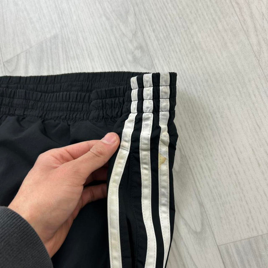 VINTAGE Y2K ADIDAS SIDE STRIPE BAGGY TRACKSUIT BOTTOMS BLACK